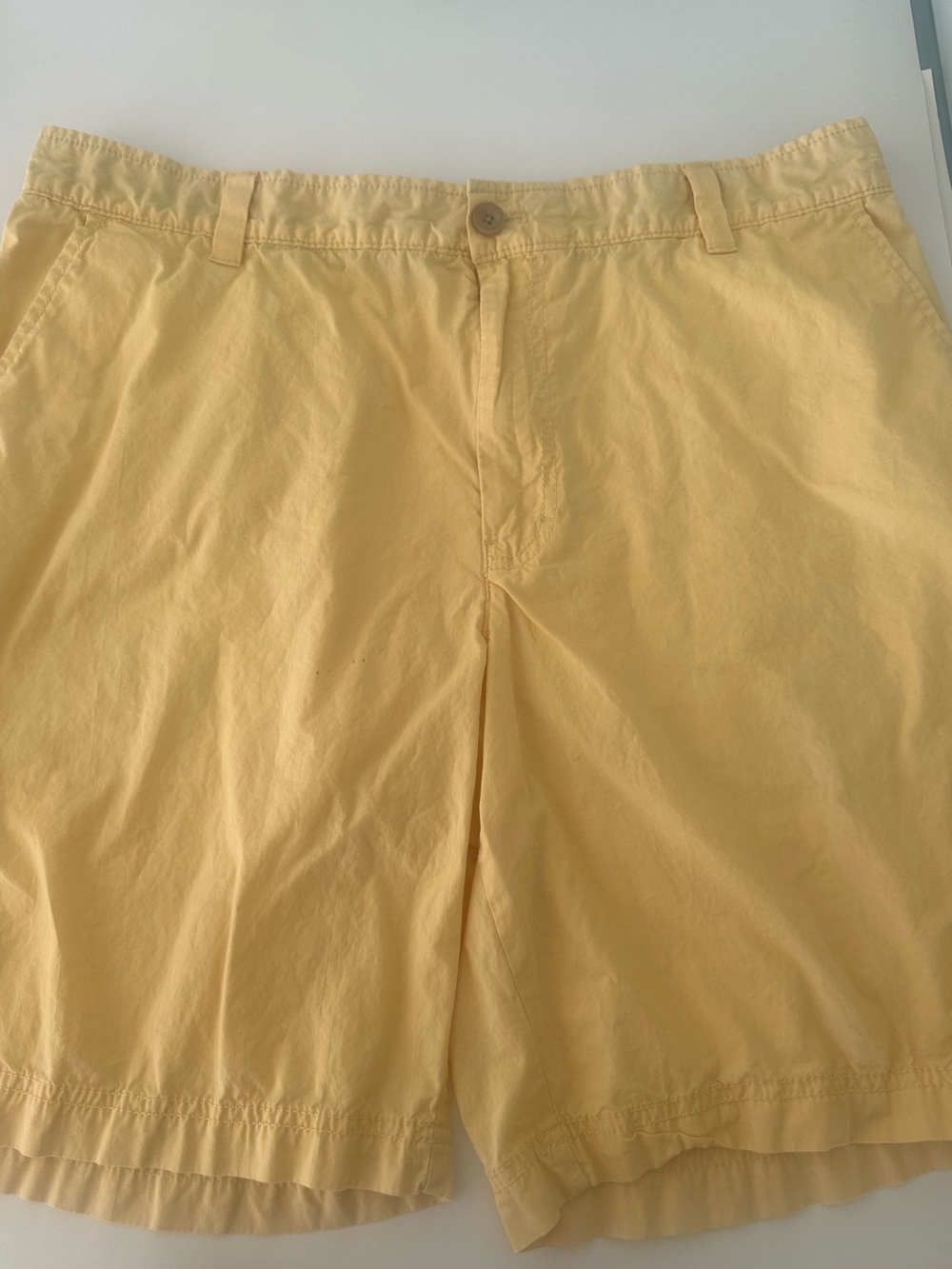 Men's Flat-Front Shorts in Pale Yellow